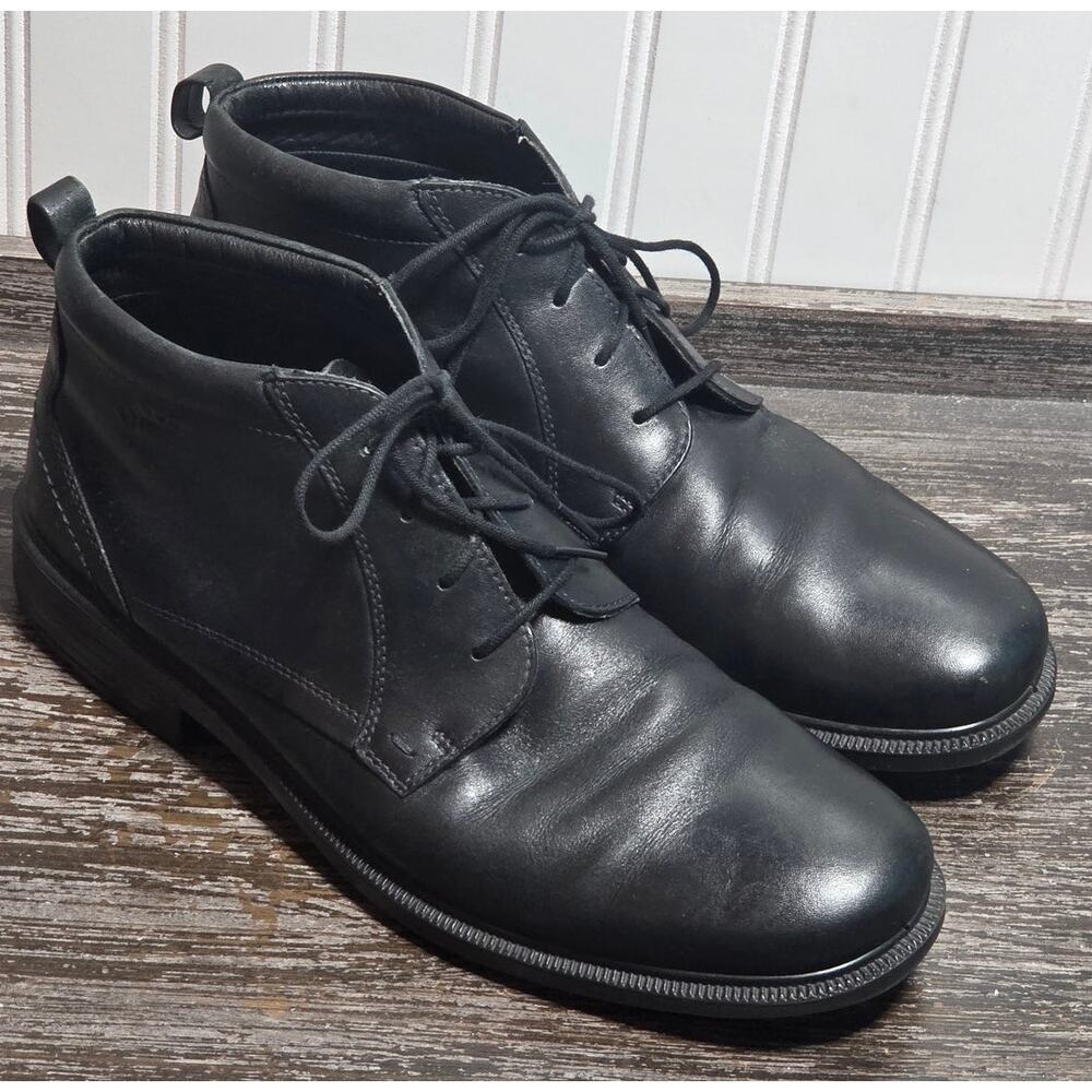 Ecco Men's Black Leather Gore-Tex Lace Up Chukka Comfort Boot Size 44